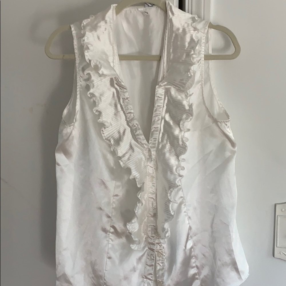 Vintage satin ruffle-front tank, size XL